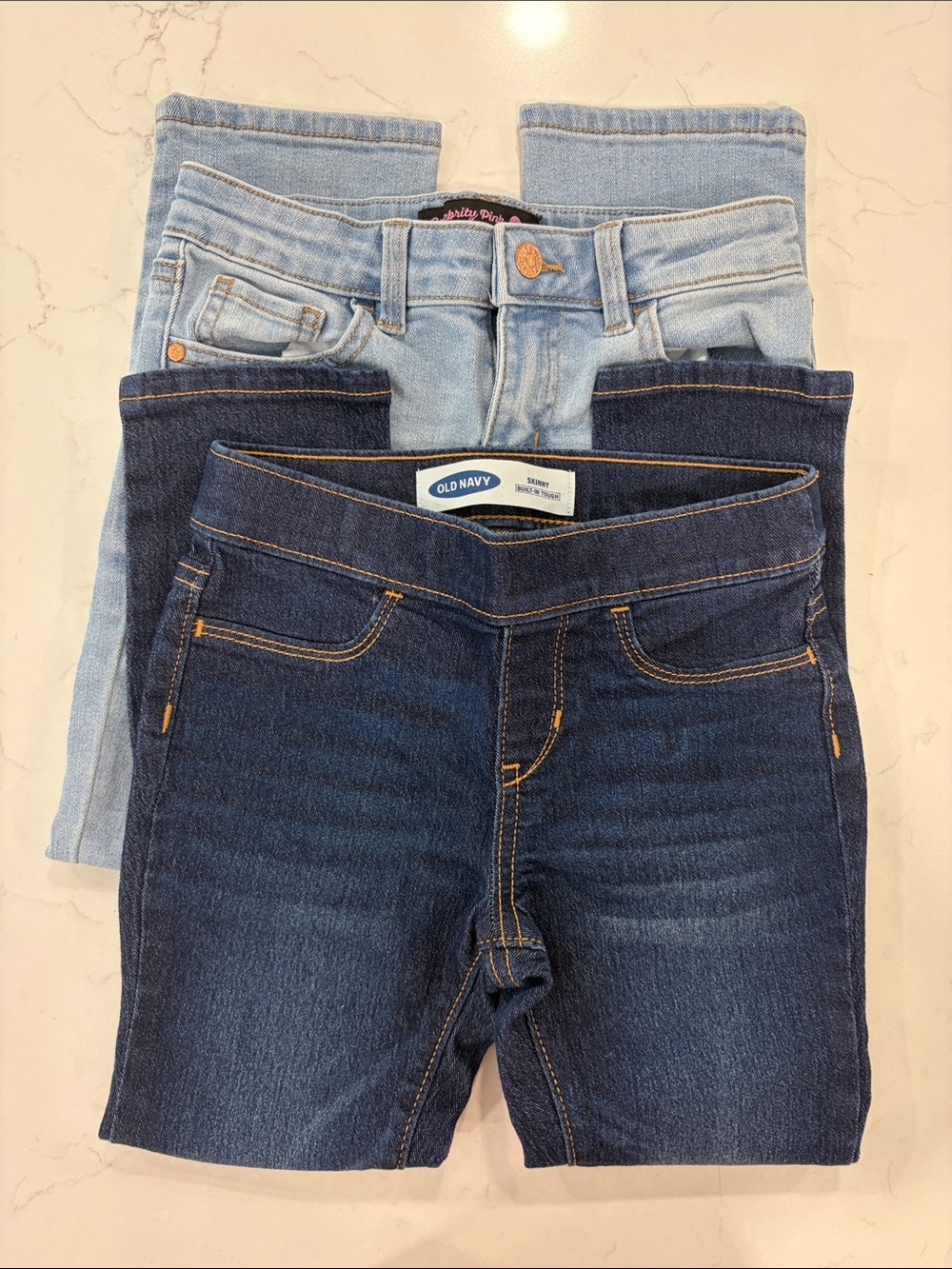 Old Navy Kid's Dark and Light Blue Stretch Jeans Lot - 2